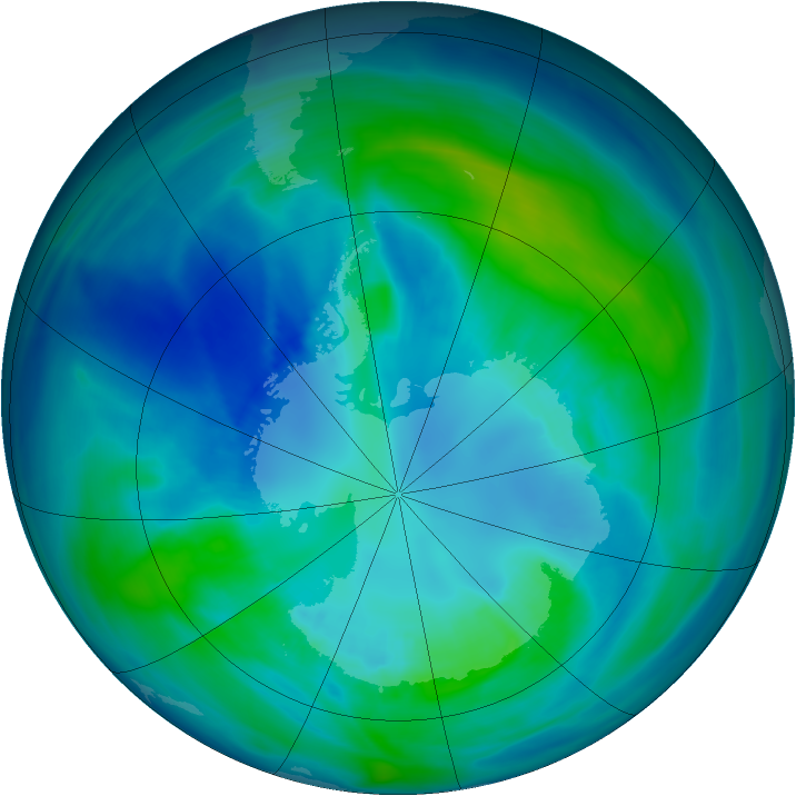 Antarctic ozone map for 11 April 2008
